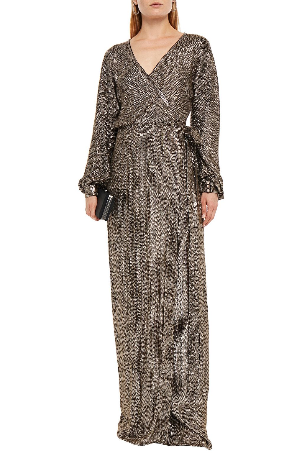 MARIA LUCIA HOHAN Priela sequined jersey wrap gown