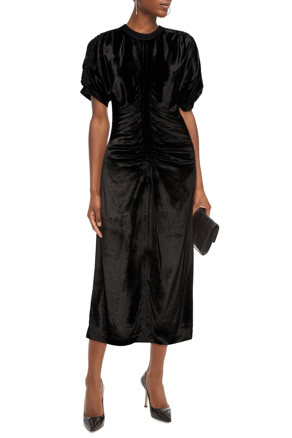 PAUL SMITH Ruched velvet midi dress