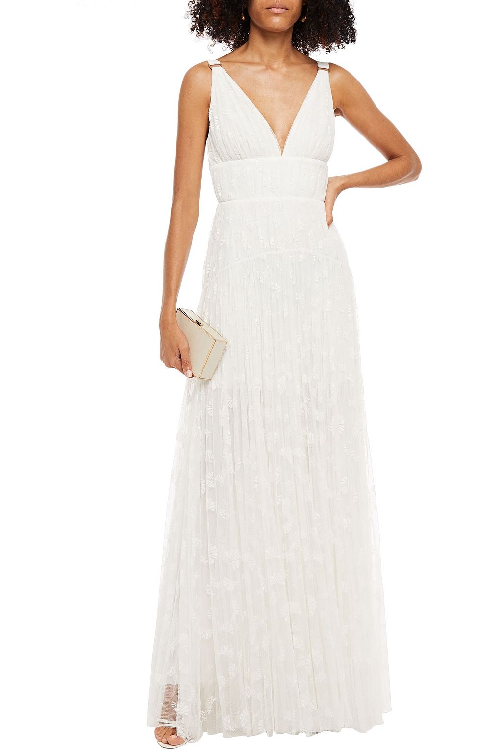 MARIA LUCIA HOHAN Aletta embroidered plissé stretch-tulle gown