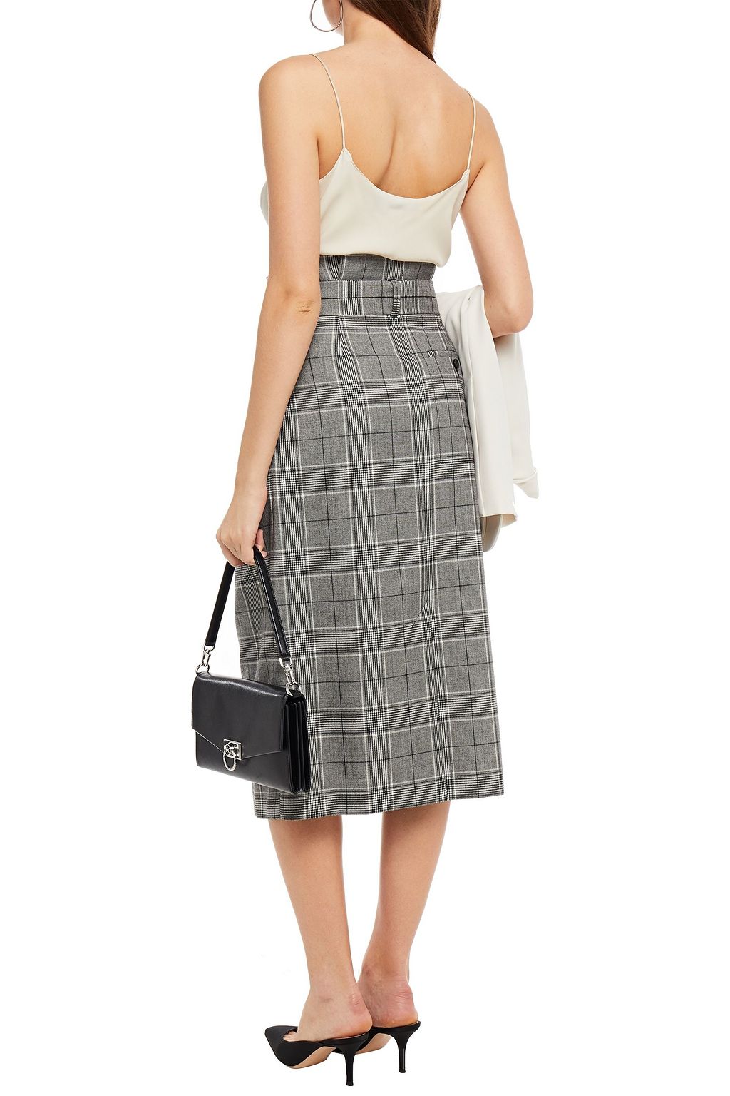 PAUL SMITH Belted Prince of Wales checked twill midi skirt