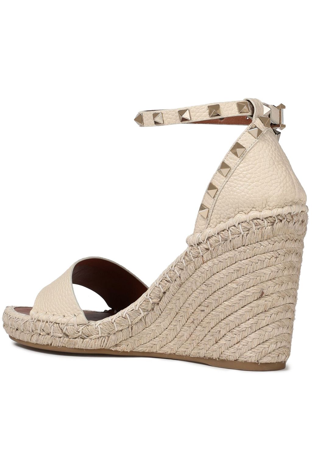 VALENTINO GARAVANI Rockstud Espadrille-Wedges aus Narbenleder