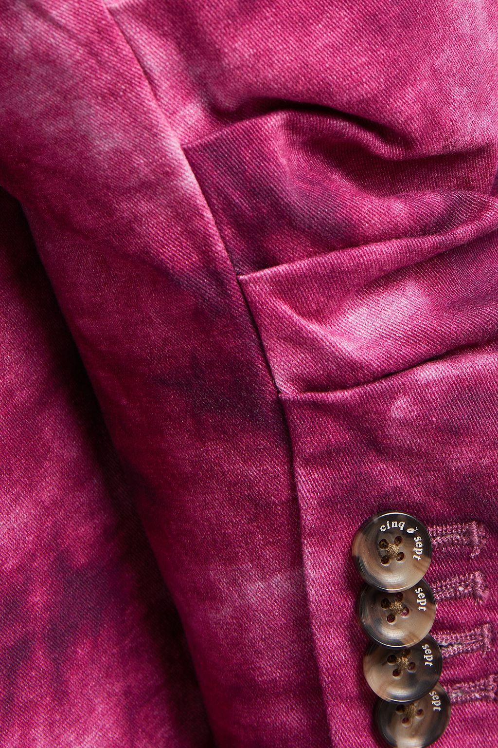 CINQ À SEPT Khloe ruched tie-dyed stretch-cotton twill blazer