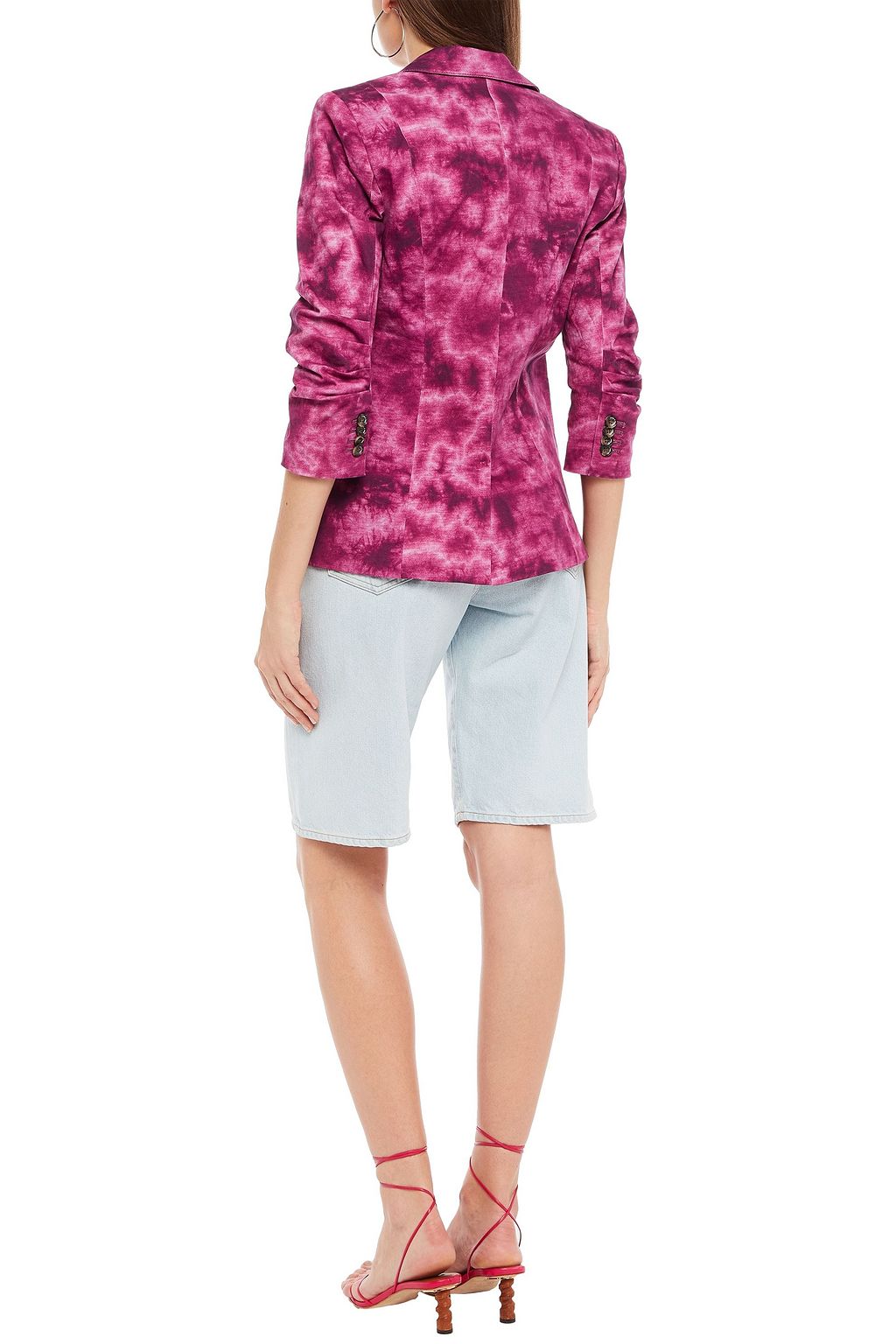 CINQ À SEPT Khloe ruched tie-dyed stretch-cotton twill blazer
