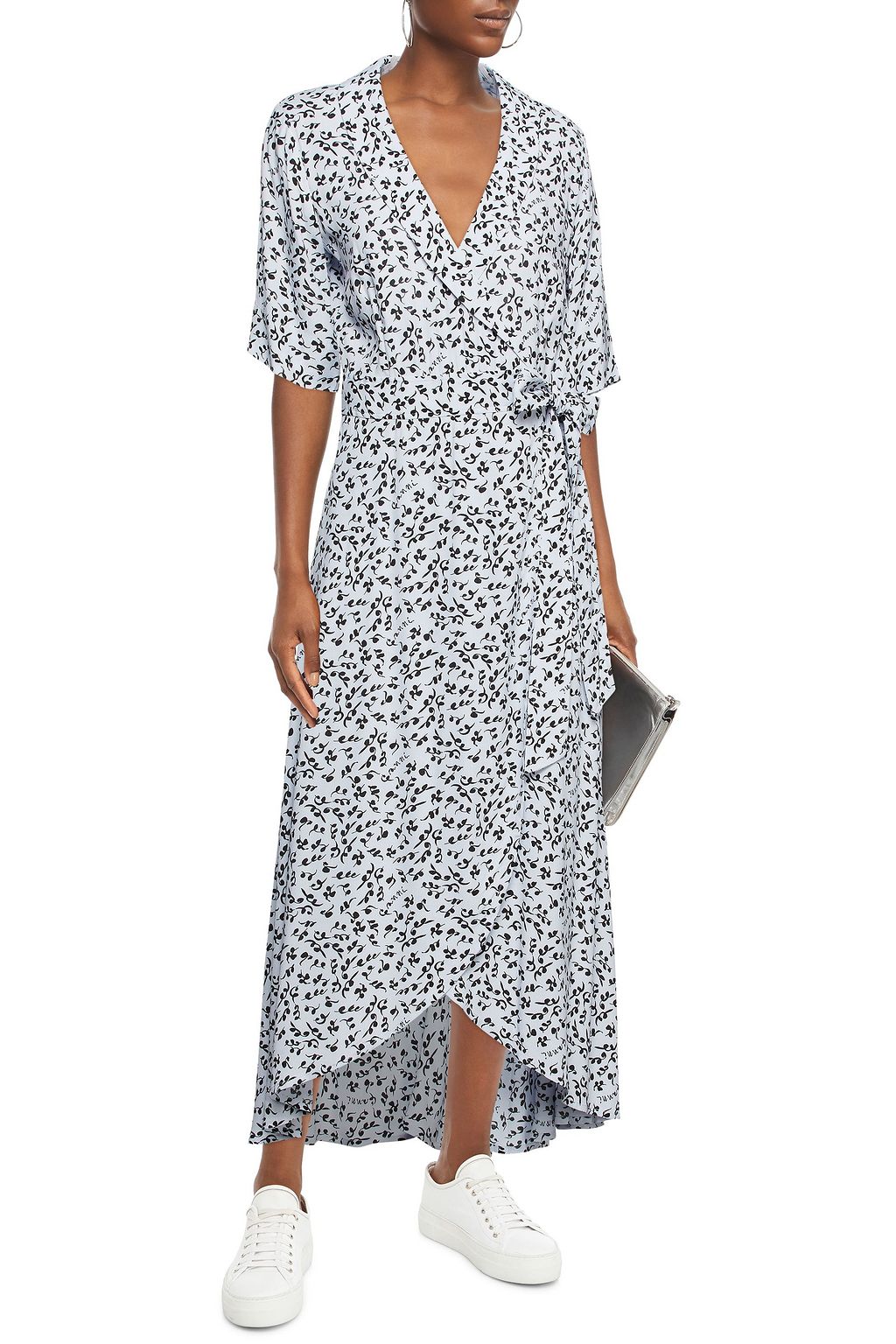 GANNI Checked midi wrap dress