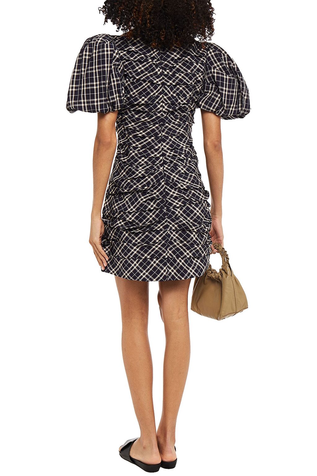 KHAITE Pleated checked woven mini dress