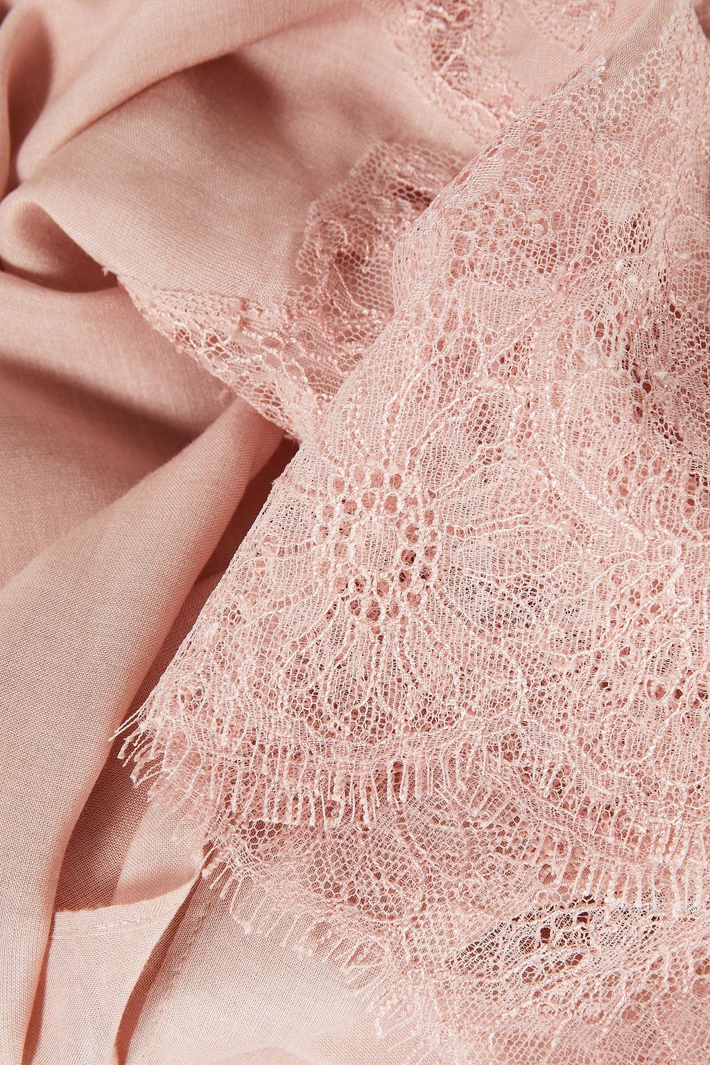 VALENTINO GARAVANI Lace-trimmed modal and cashmere-blend scarf