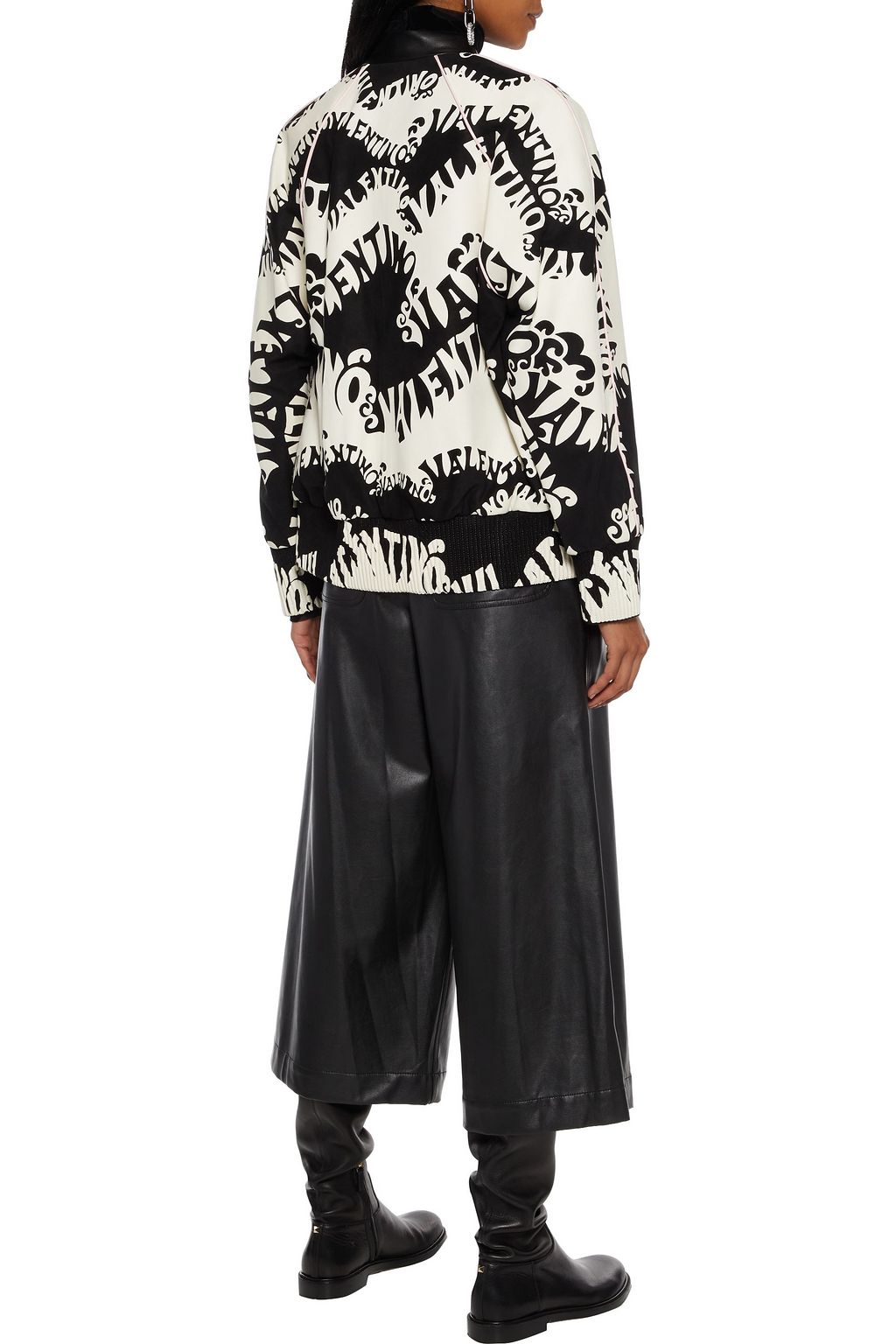 VALENTINO GARAVANI Laser-cut leather and suede bomber jacket