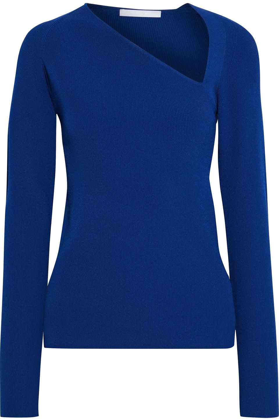 helmut lang - asymmetric ribbed-knit top - blue - l