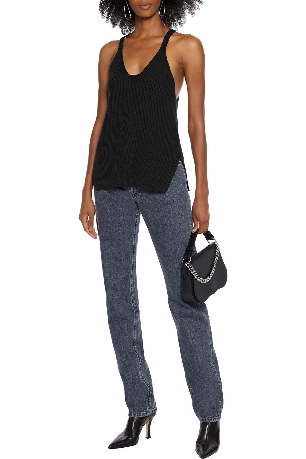 HELMUT LANG Ribbed cotton tank