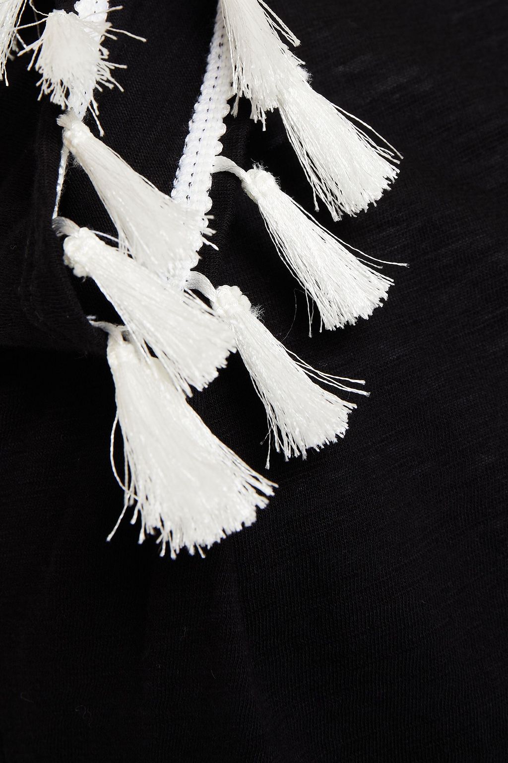 CINQ À SEPT Tassel-trimmed slub cotton-jersey T-shirt