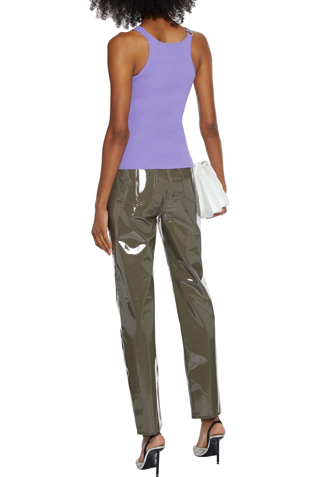 HELMUT LANG Ring-embellished ribbed-knit tank