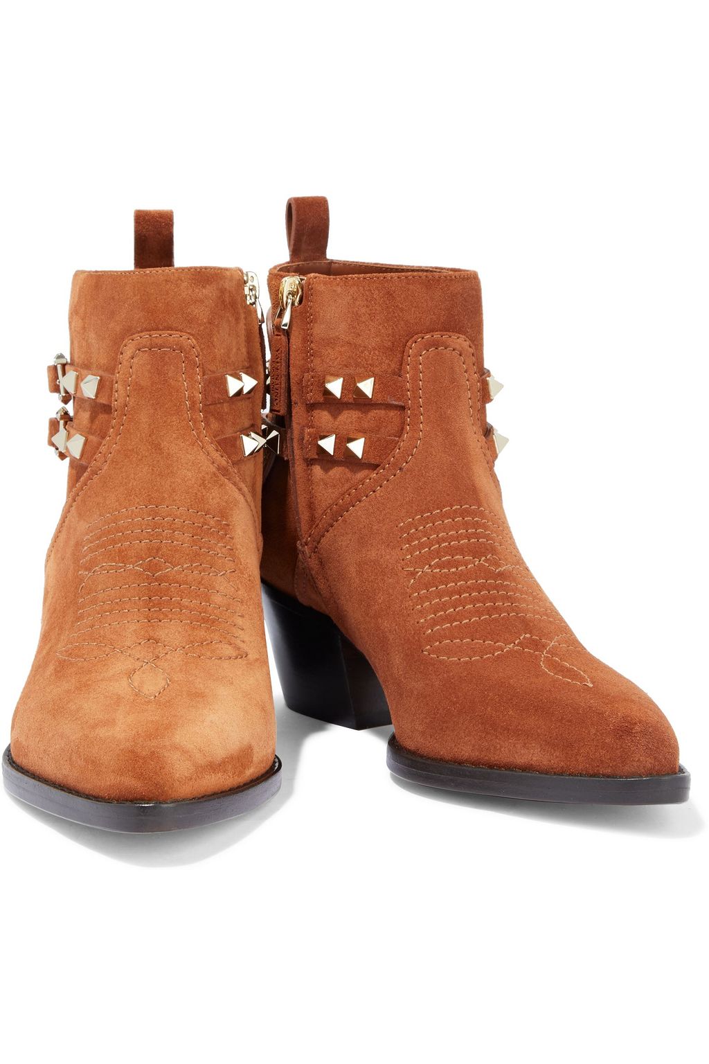 VALENTINO GARAVANI Rockstud buckled suede ankle boots