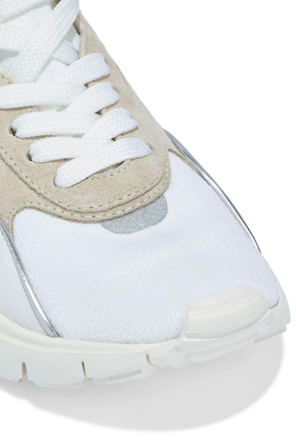 VALENTINO GARAVANI Embellished stretch-knit high-top sneakers