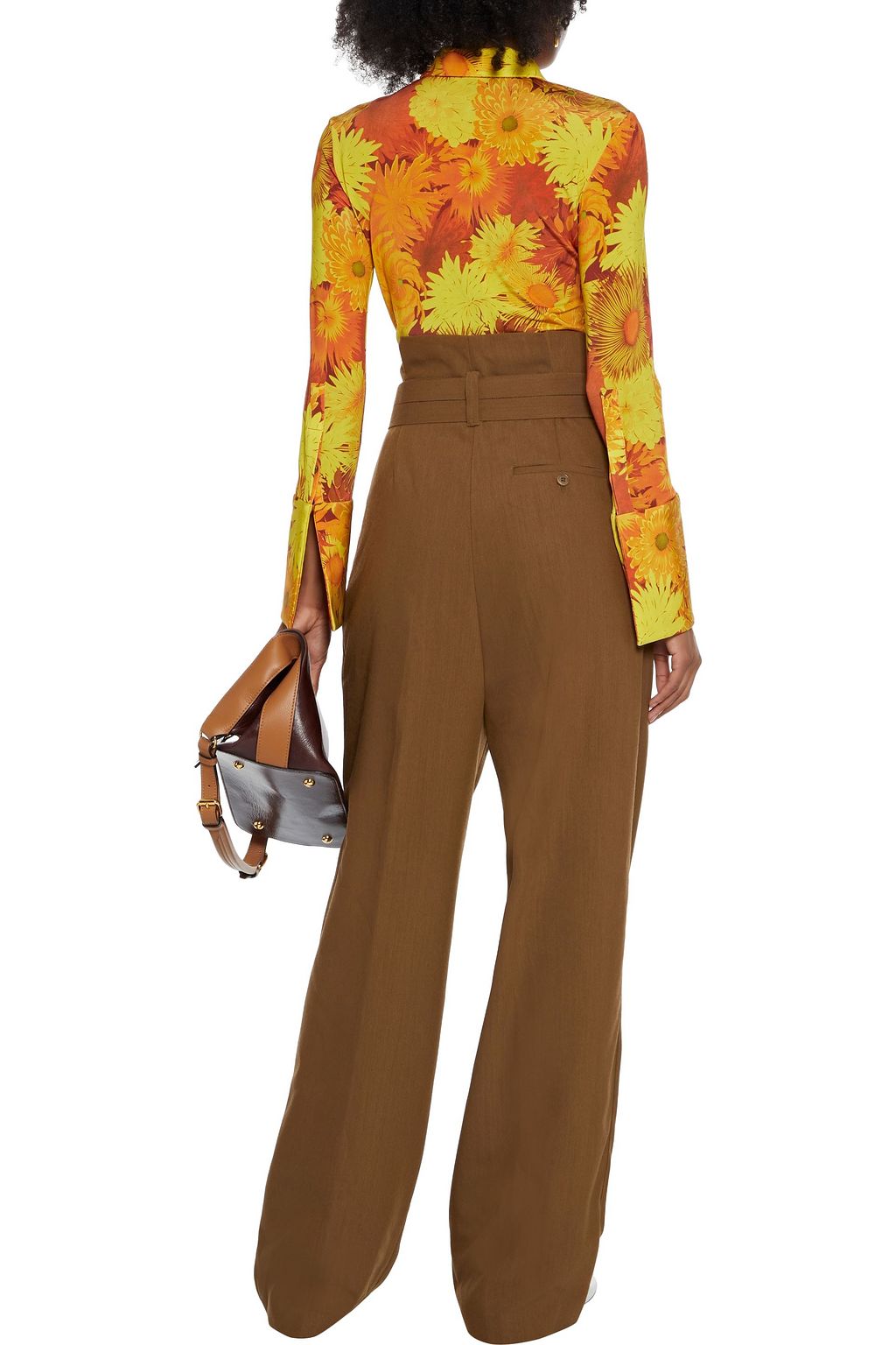 PAUL SMITH Belted pleated wool-blend wide-leg pants