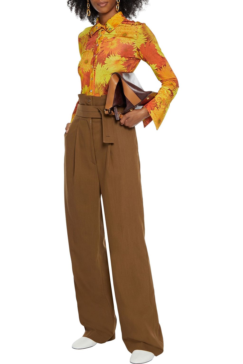 PAUL SMITH Belted pleated wool-blend wide-leg pants