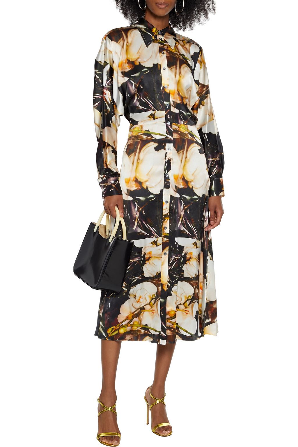 PAUL SMITH Draped printed silk-satin midi dress