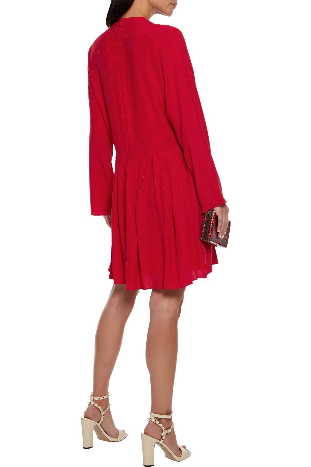 VALENTINO GARAVANI Pleated silk-jacquard mini dress