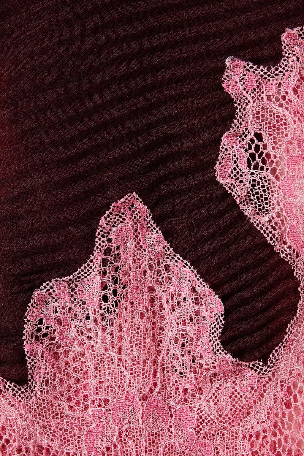 VALENTINO GARAVANI Lace-trimmed cashmere and wool-blend scarf
