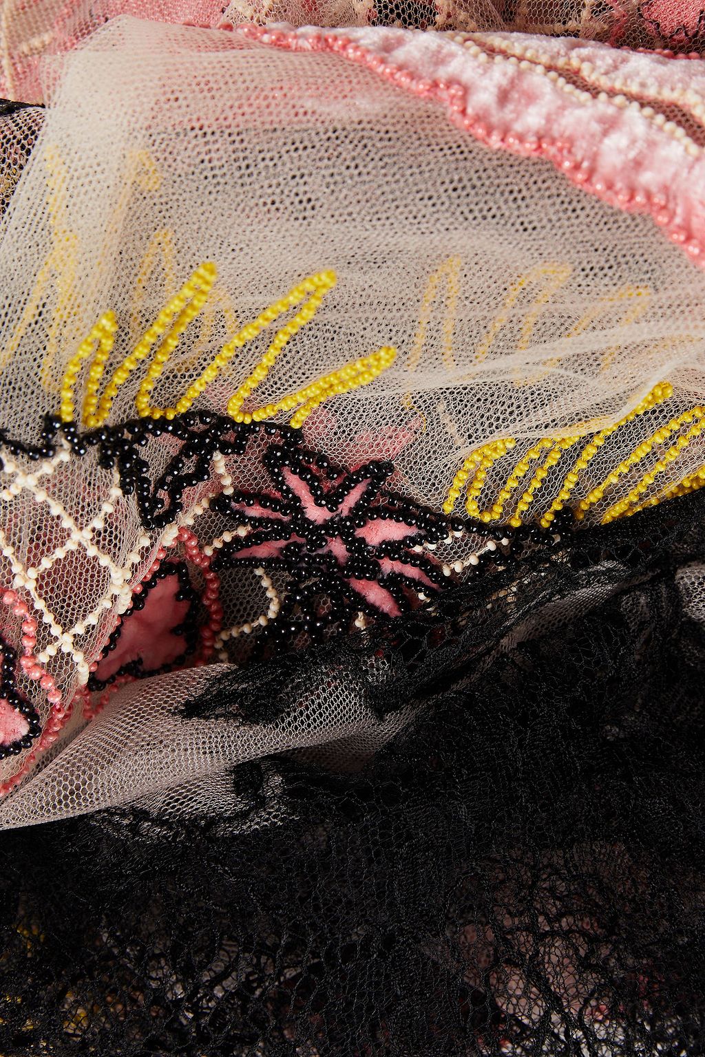 VALENTINO GARAVANI Bead-embellished lace and tulle scarf