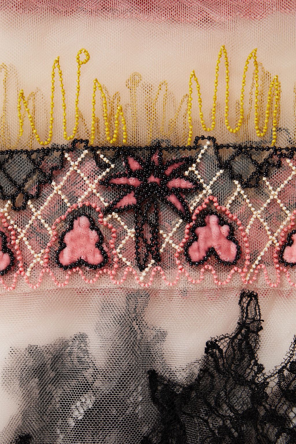 VALENTINO GARAVANI Bead-embellished lace and tulle scarf