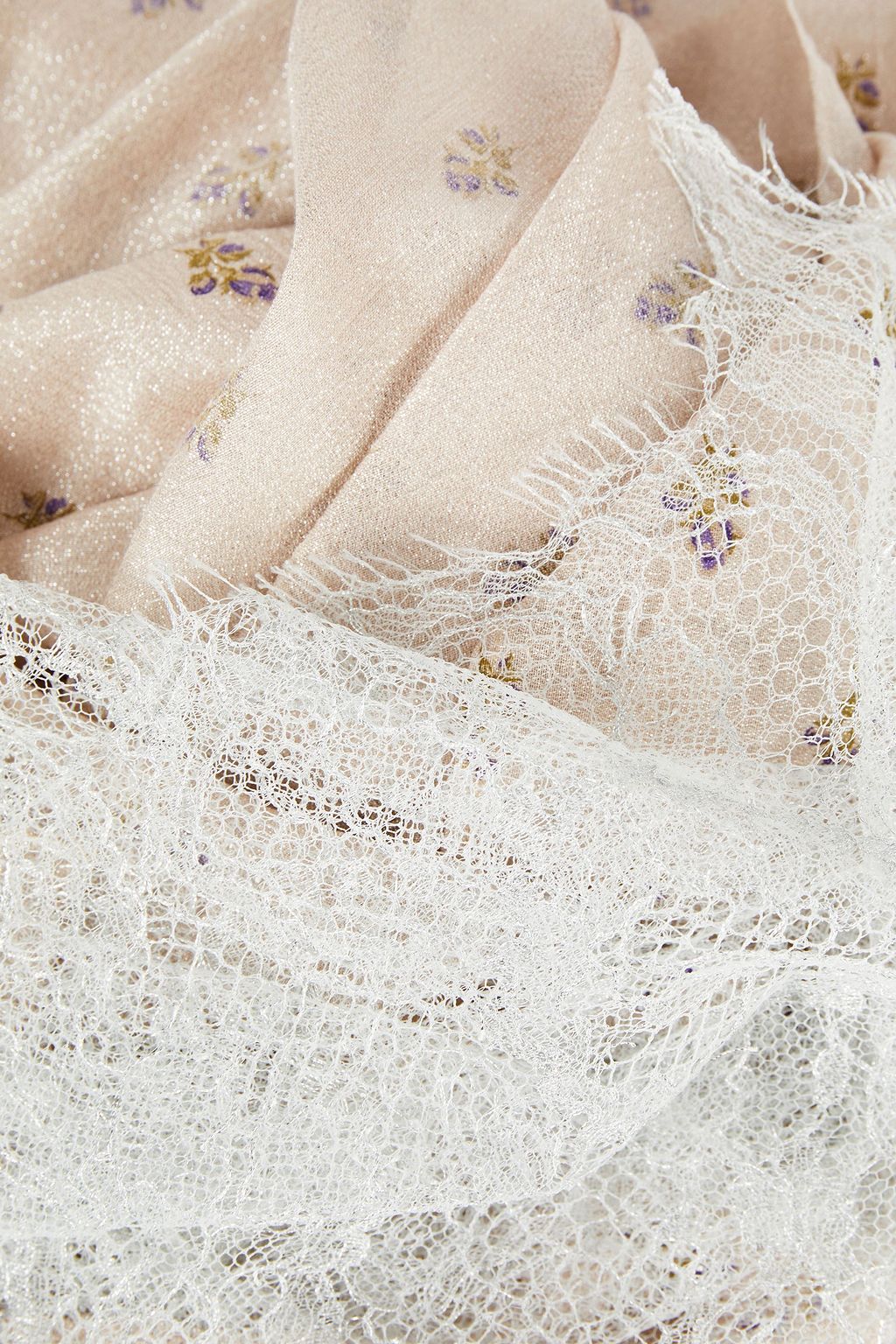 VALENTINO GARAVANI Lace-trimmed floral-print modal-blend scarf