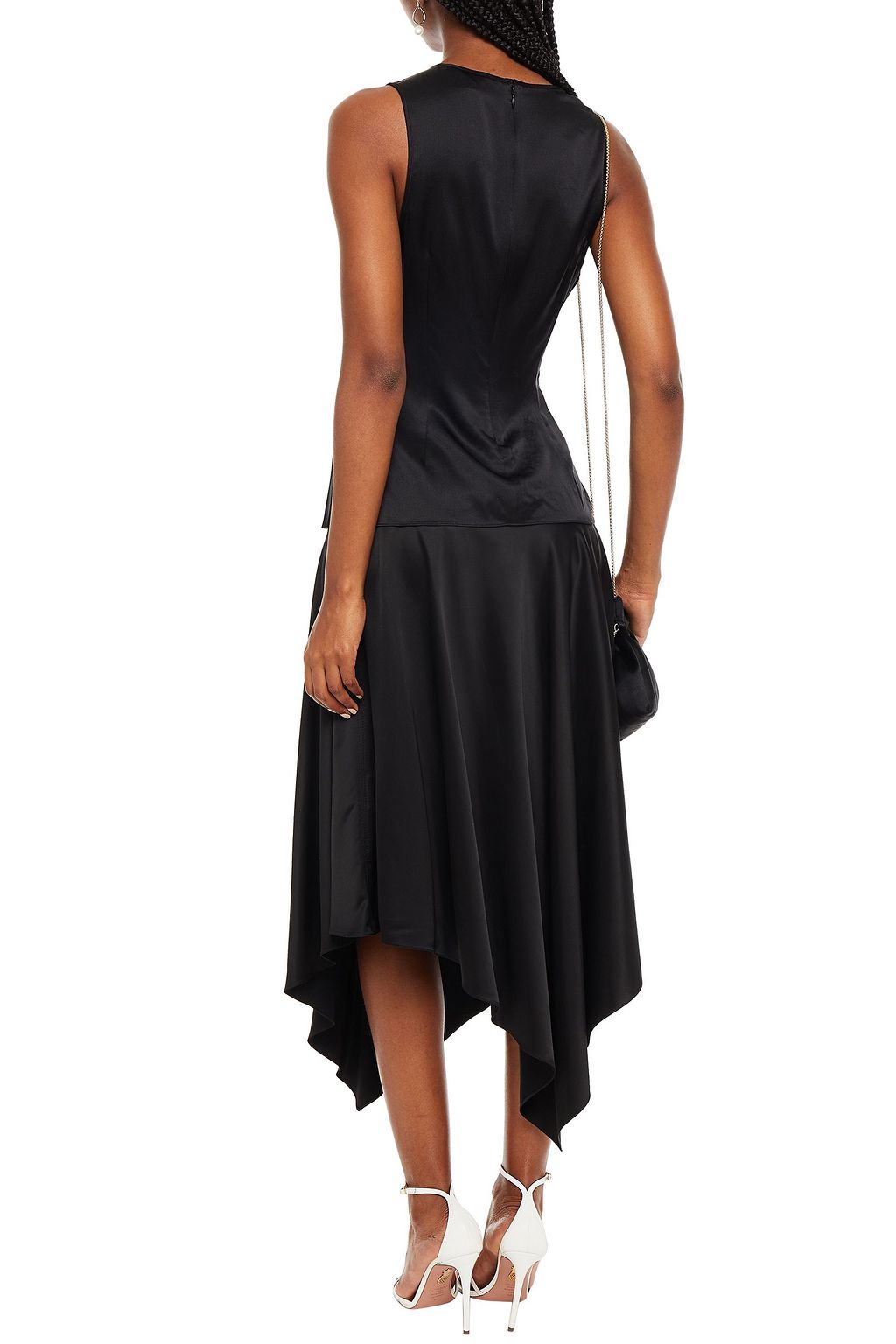 CINQ À SEPT Ruched silk-satin top