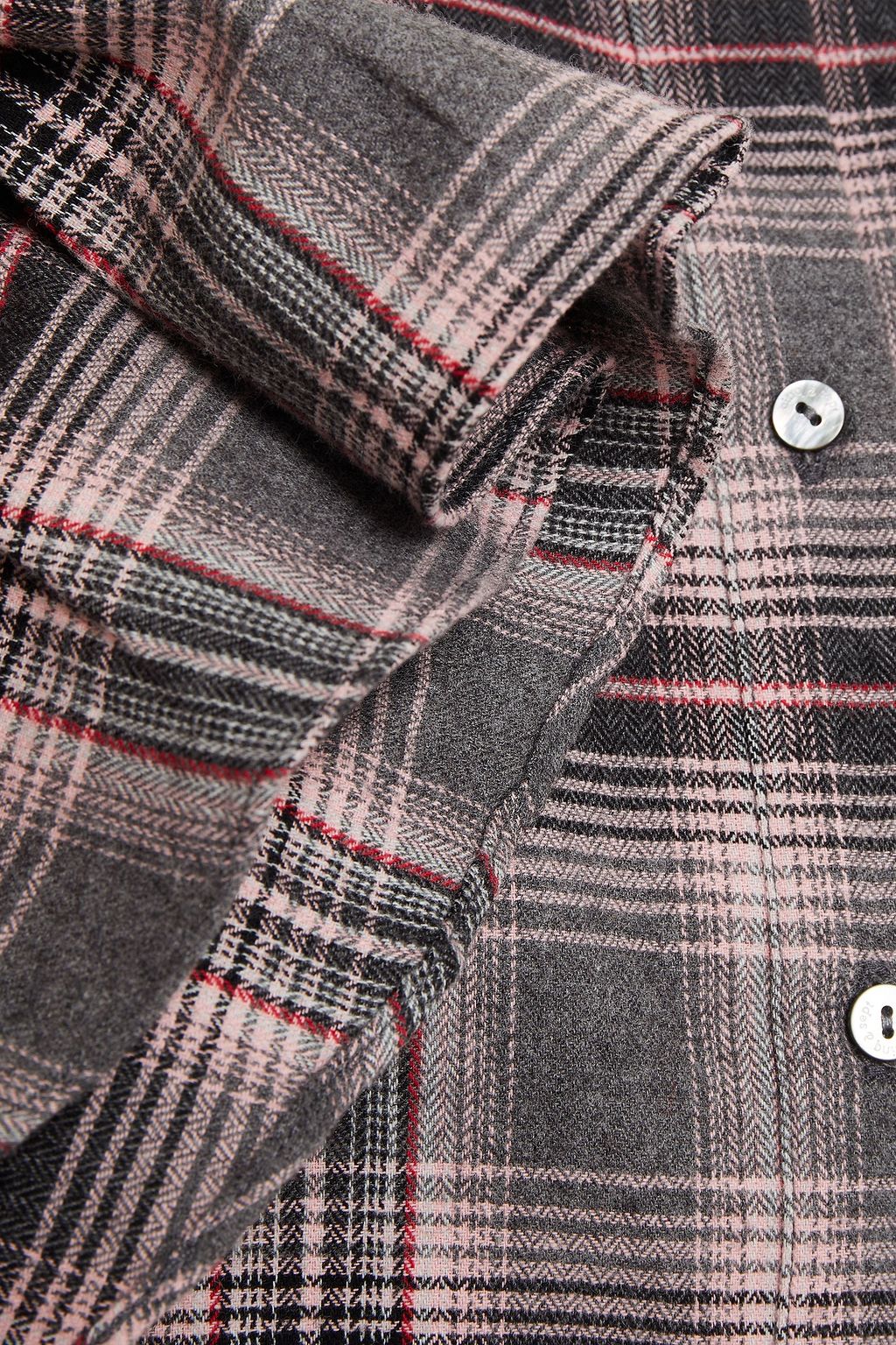 CINQ À SEPT Cropped checked cotton-flannel shirt