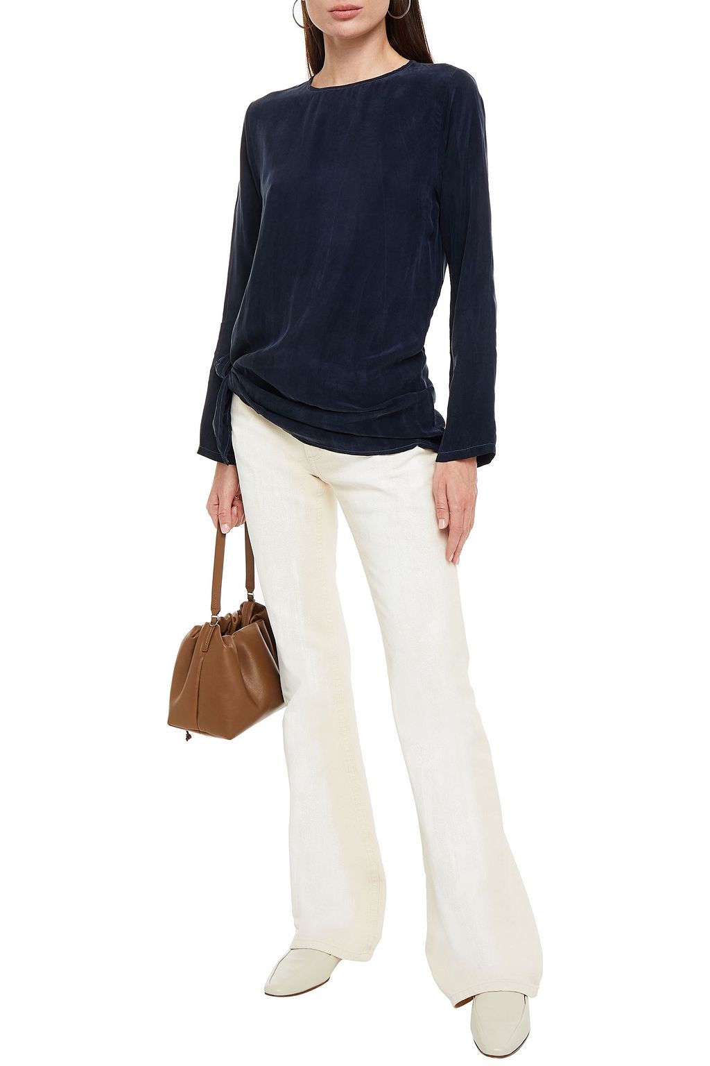 STATESIDE Knotted washed cupro top