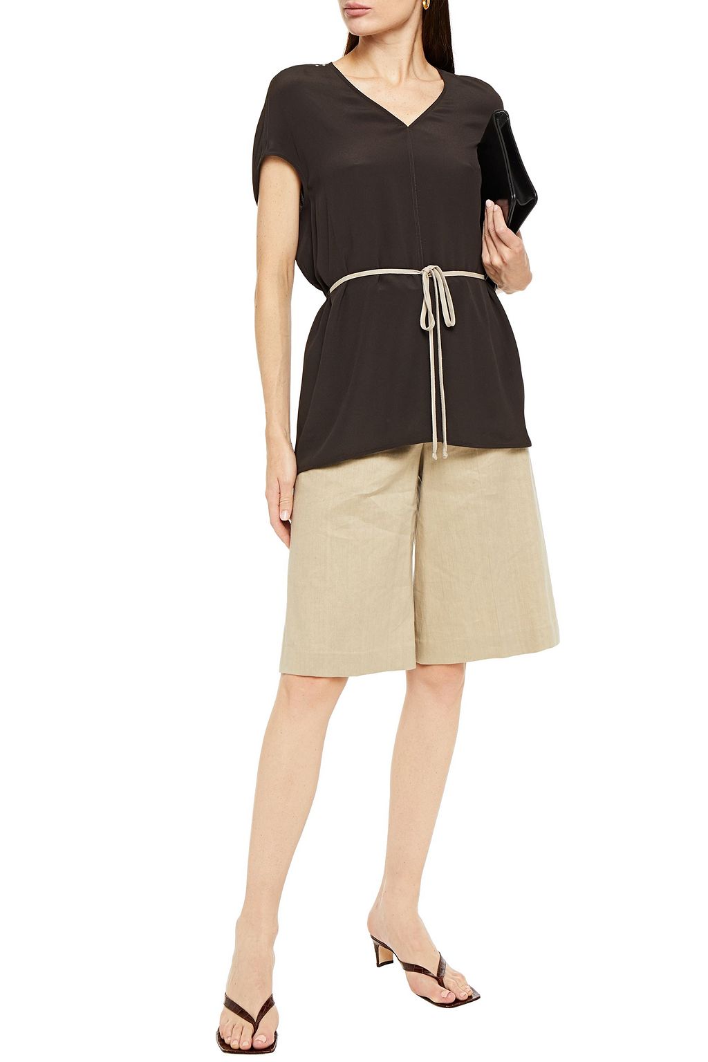 RICK OWENS Gathered crepe de chine top