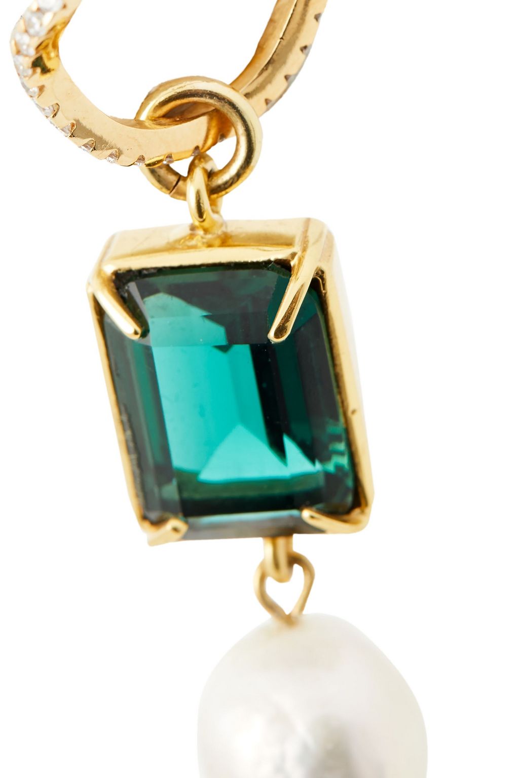 CORNELIA WEBB 24-karat gold-plated, Siamite, pearl and quartz earrings