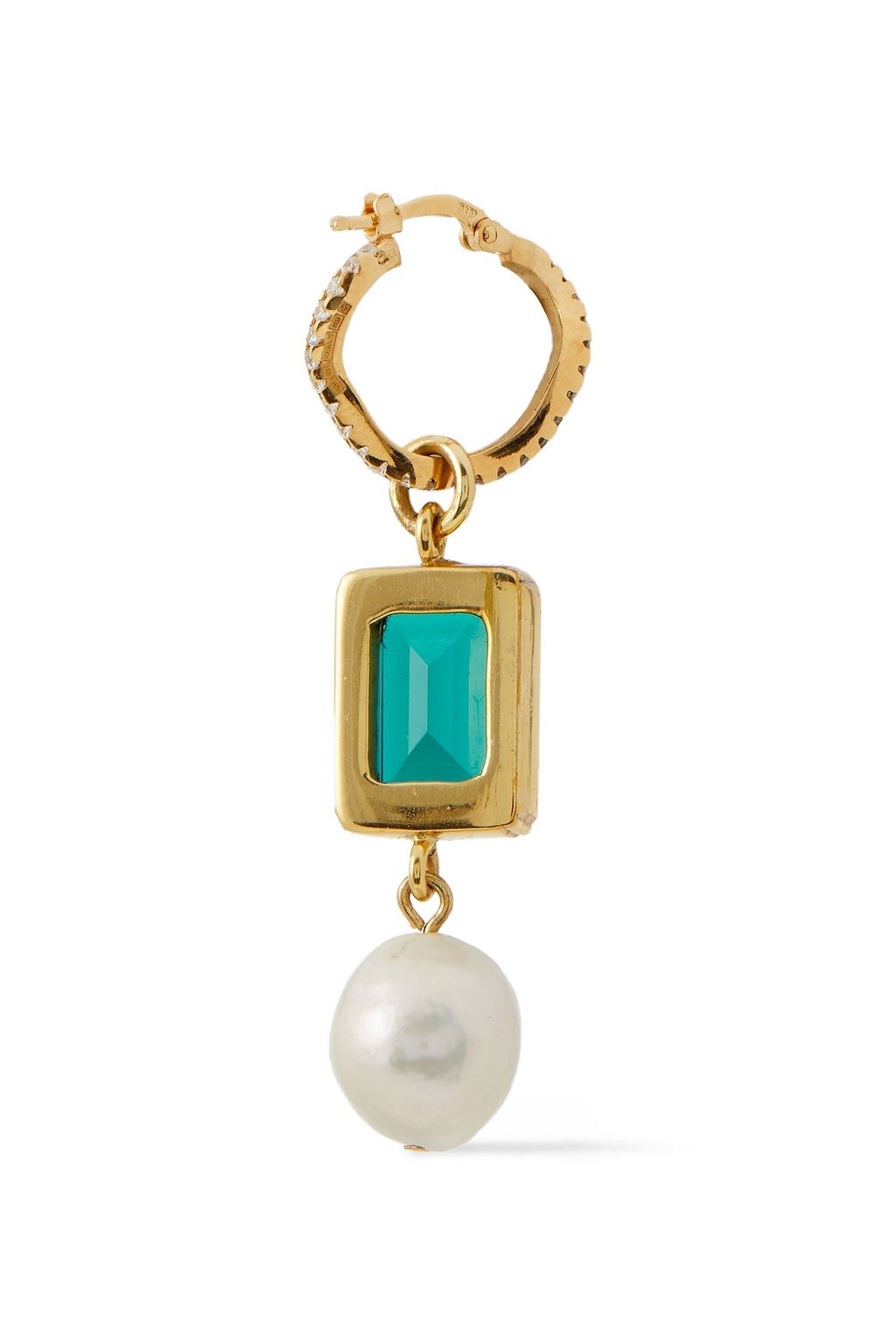 CORNELIA WEBB 24-karat gold-plated, Siamite, pearl and quartz earrings
