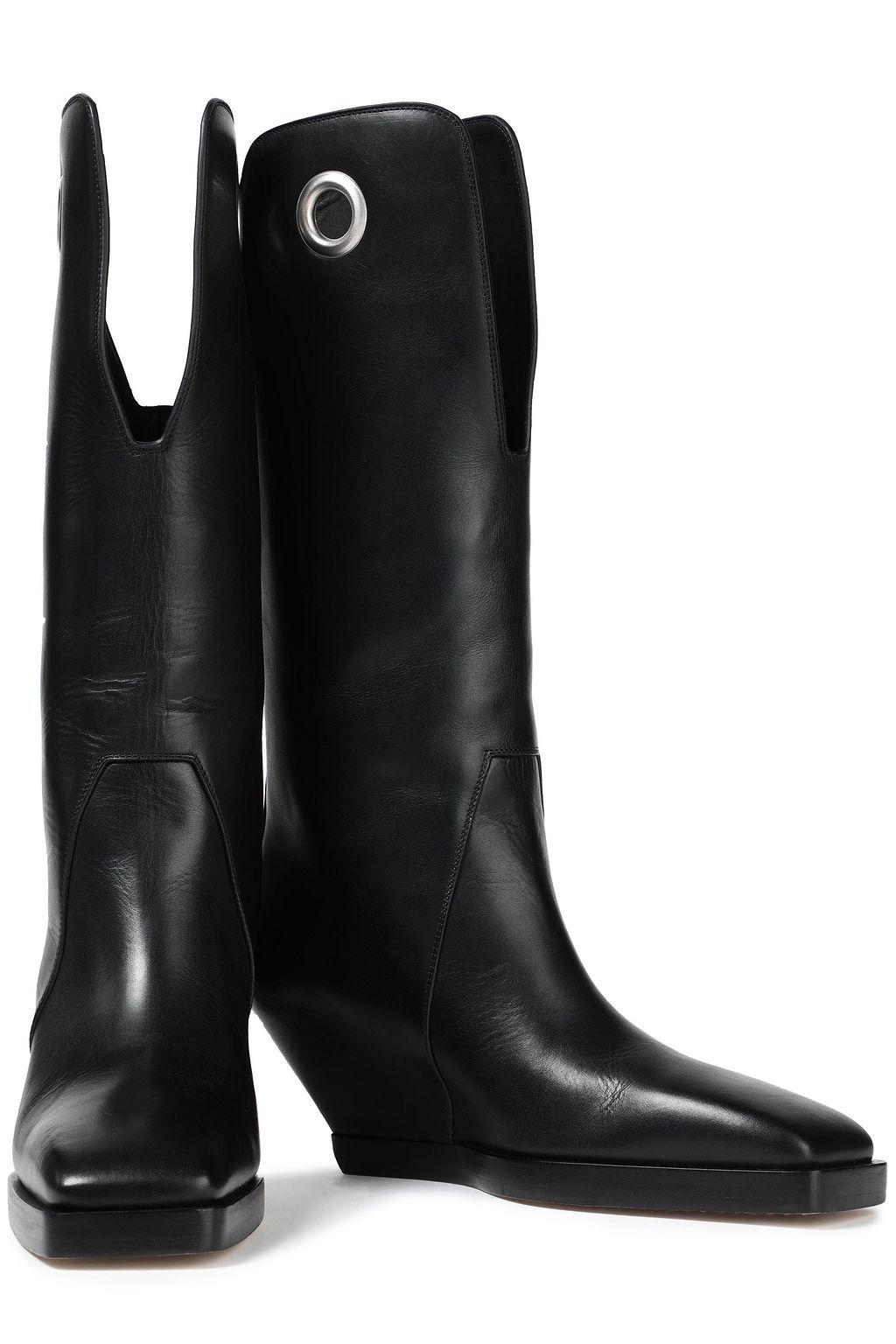 RICK OWENS Kowboy eyelet-trimmed leather wedge boots