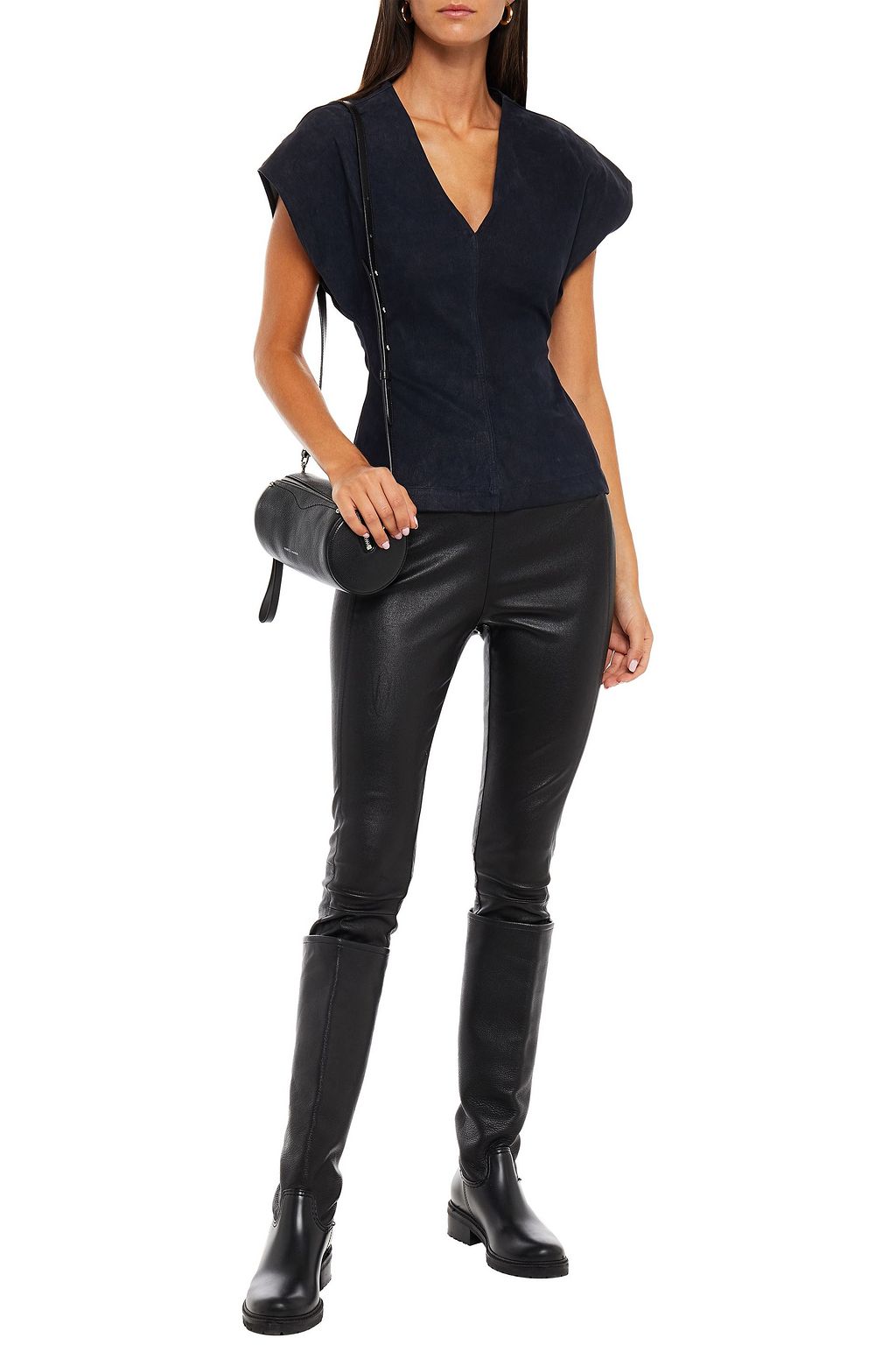 RICK OWENS Textured-leather top