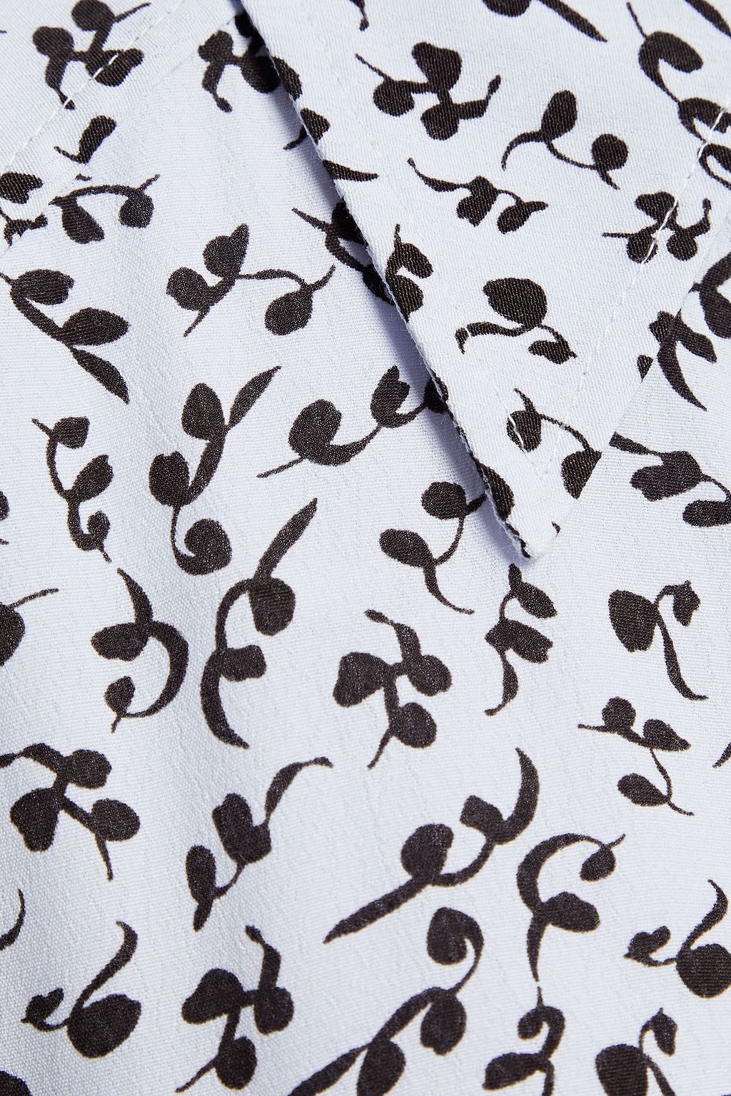 GANNI Gathered printed crepe midi shirt dress