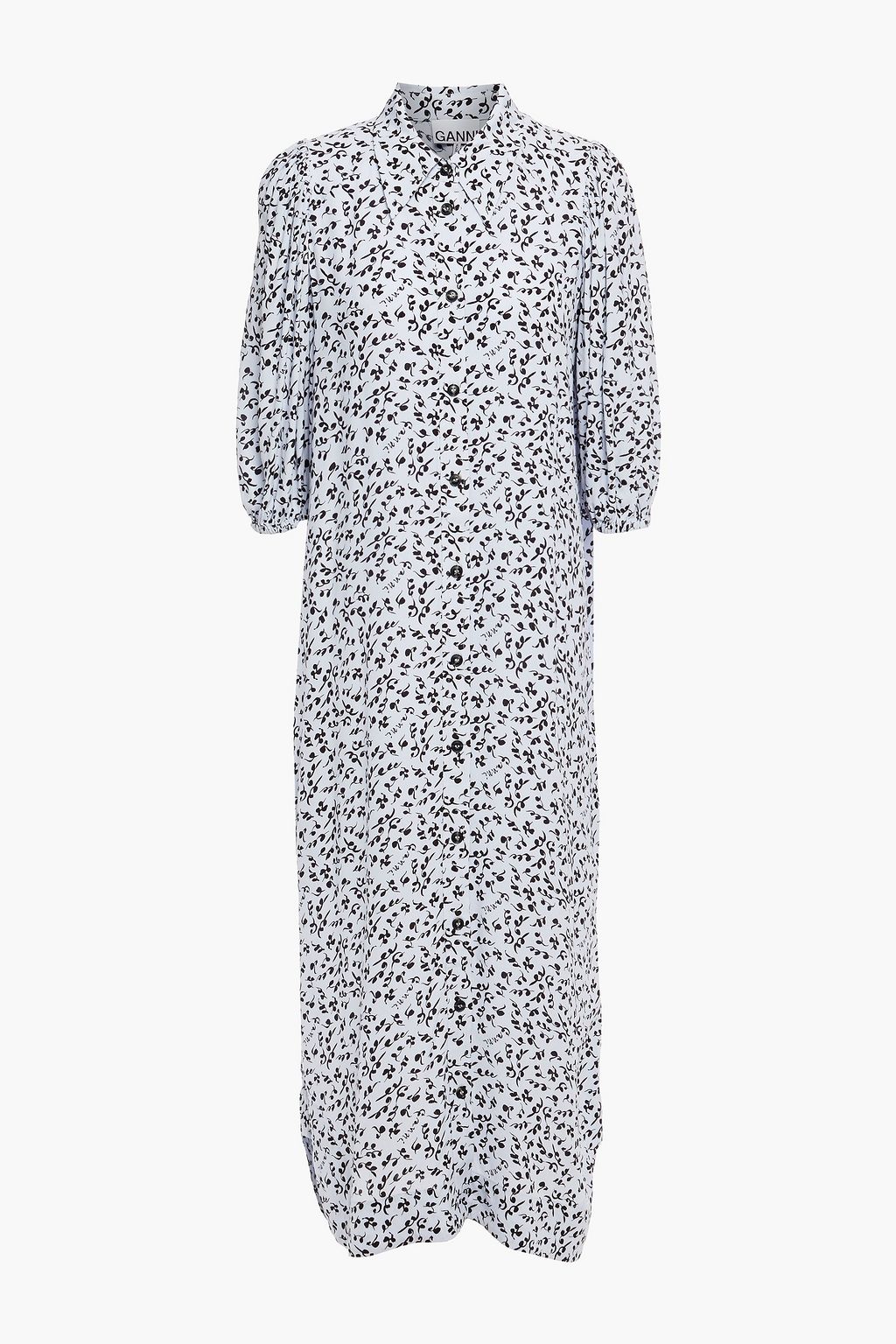 GANNI Printed crepe midi shirt dress THE OUTNET
