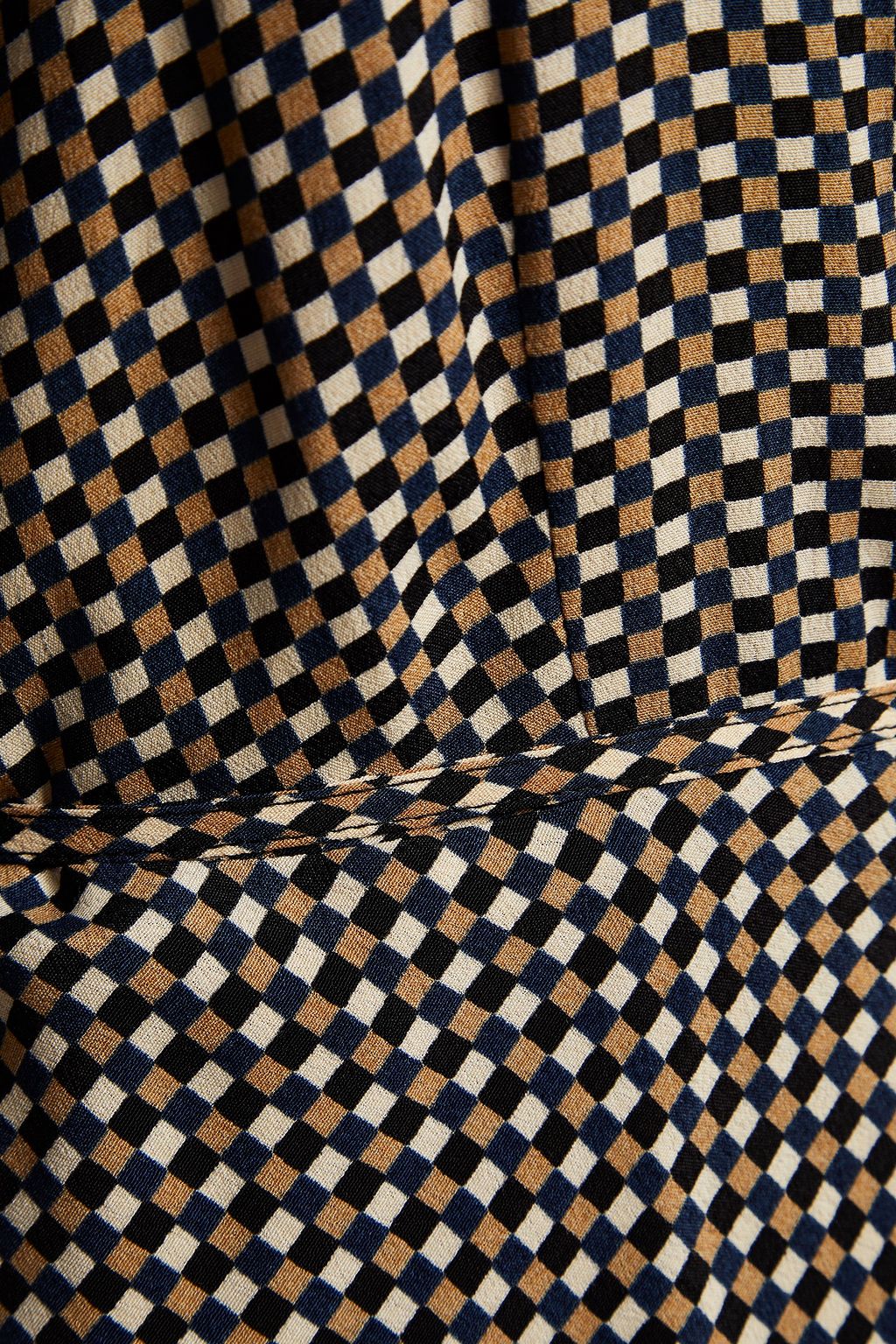 GANNI Checked crepe wrap top