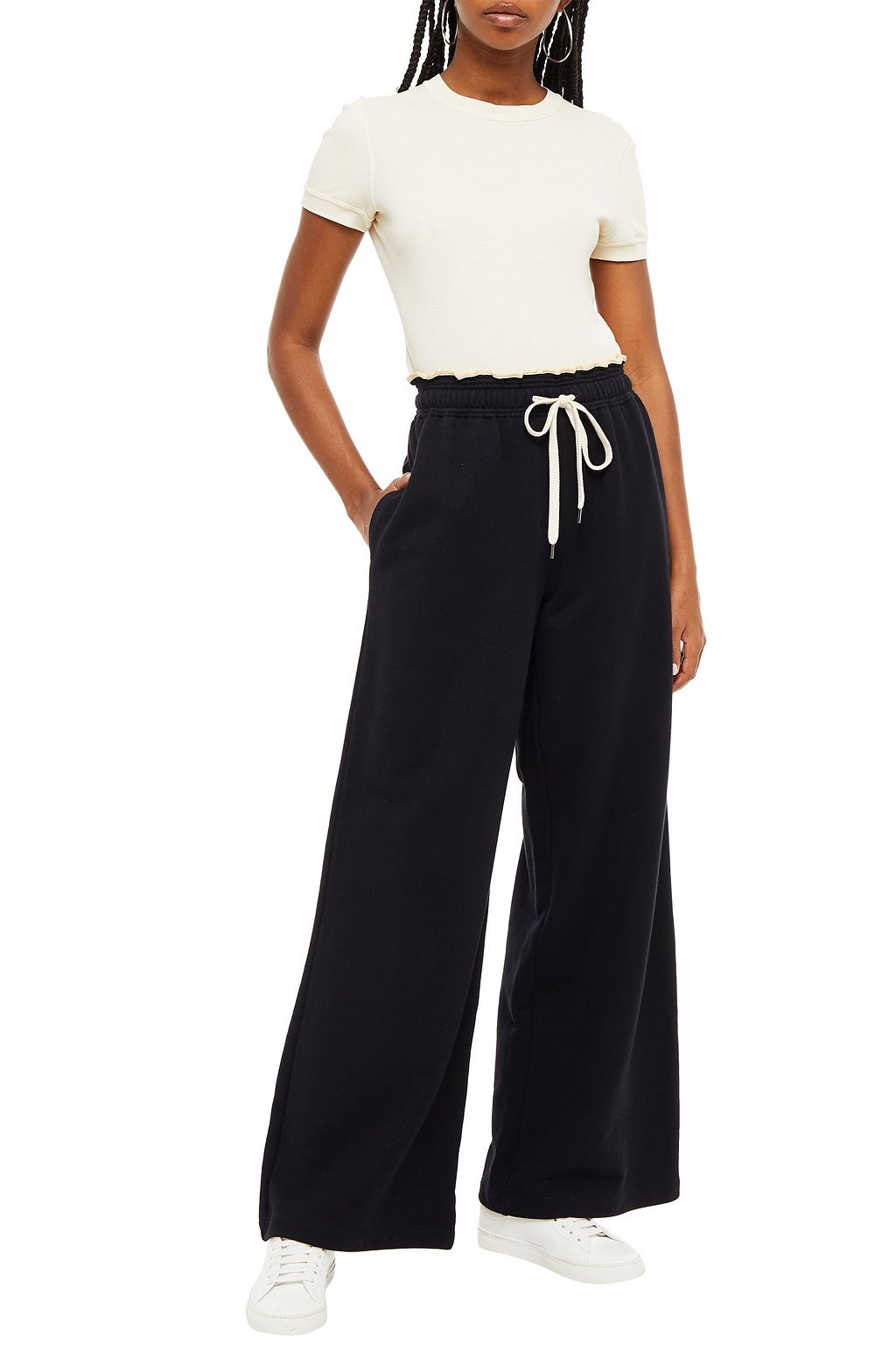 MARNI French cotton-terry wide-leg pants