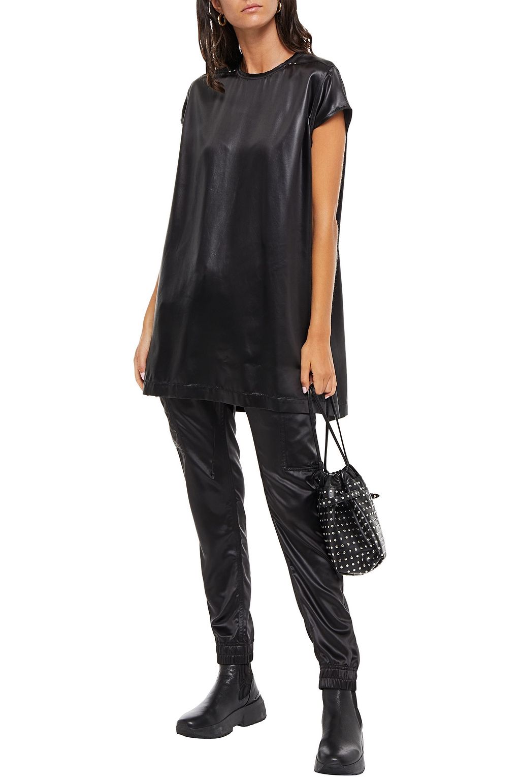 RICK OWENS Studded draped satin tunic