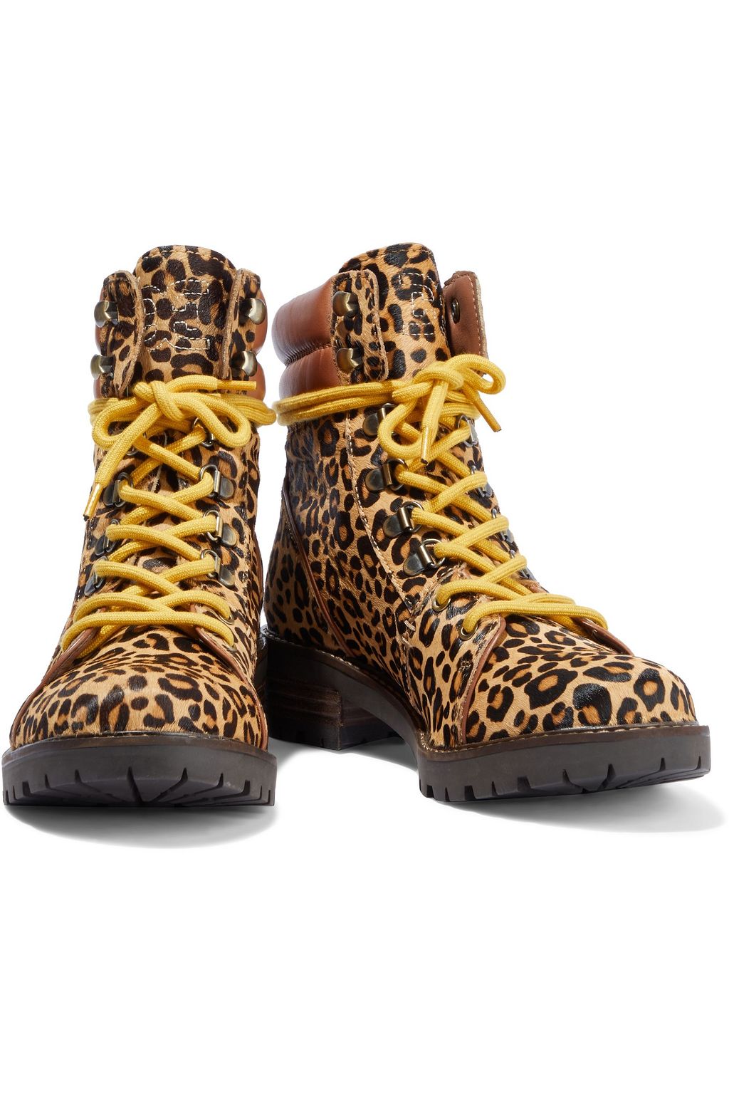 SAM EDELMAN Tamia leather-trimmed leopard-print calf hair ankle boots