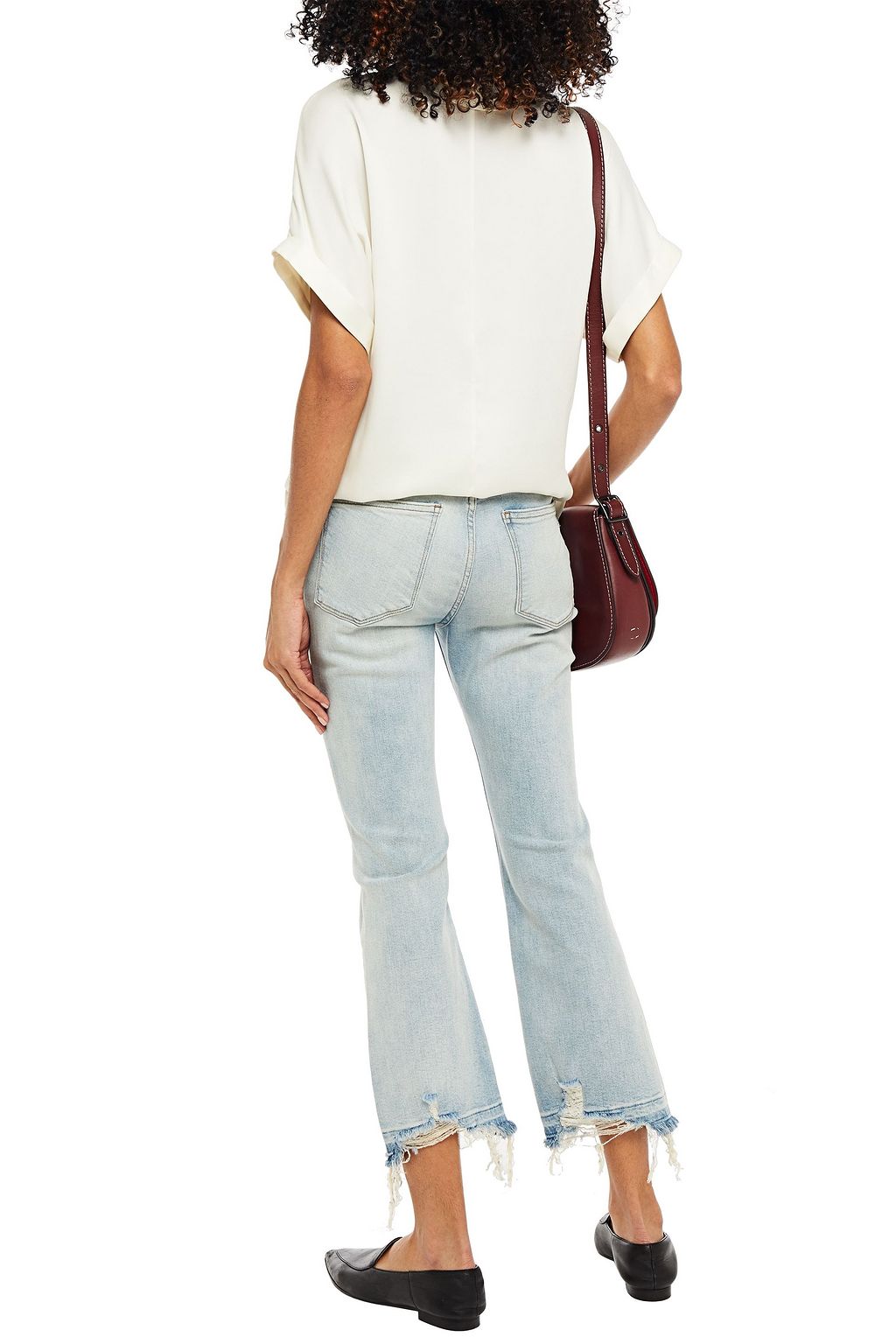 DL1961 Cropped distressed bootcut jeans