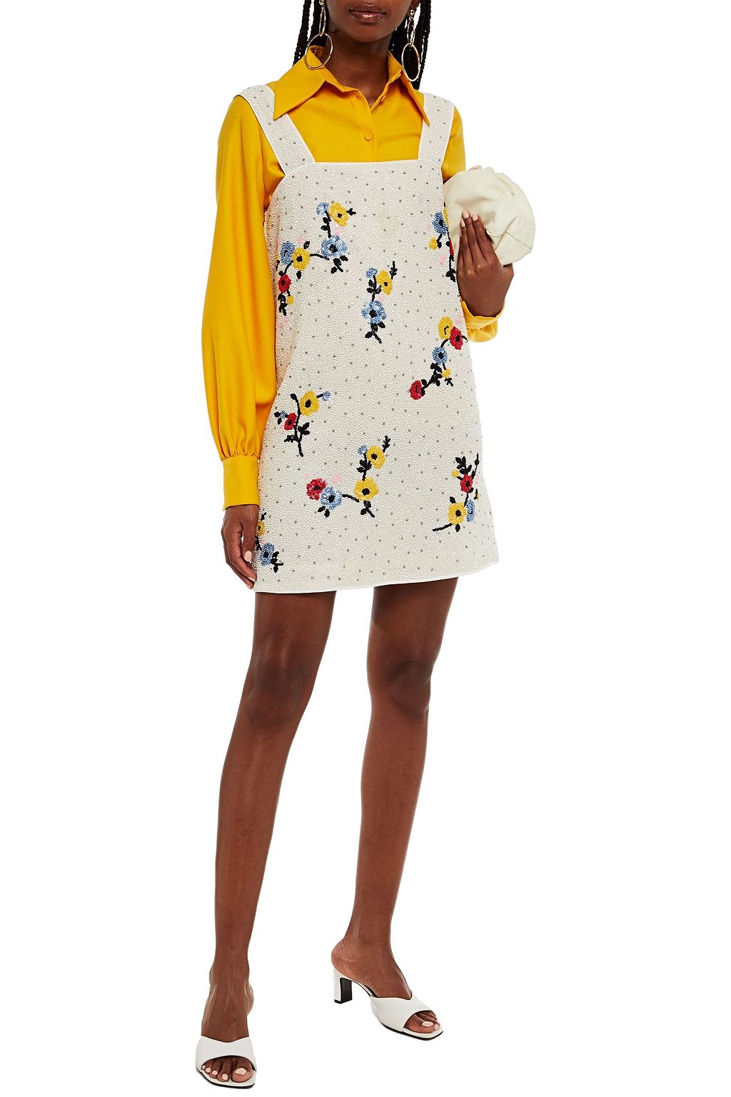 GANNI Beaded crepe mini dress