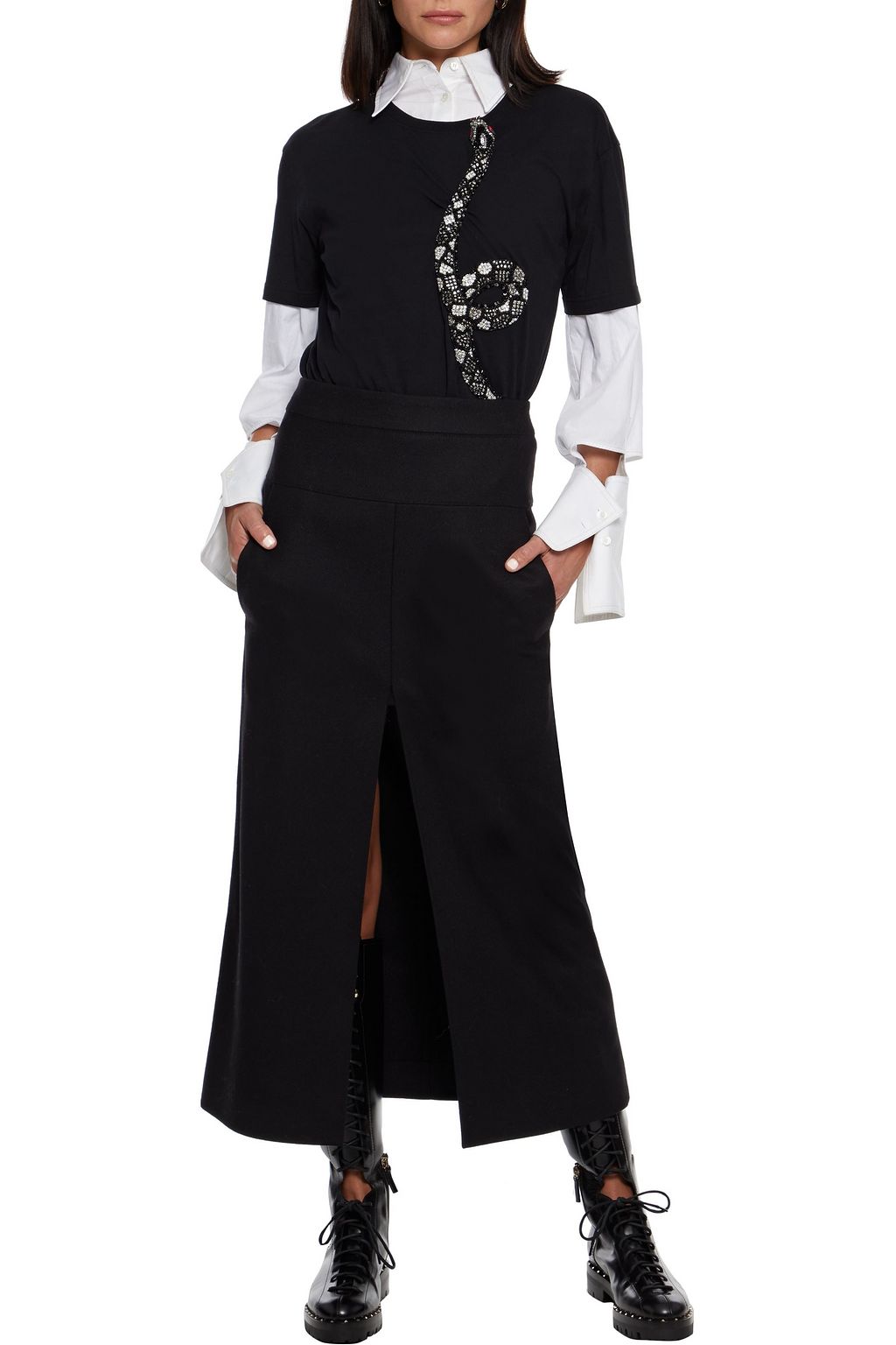 VALENTINO GARAVANI Embellished cotton-jersey T-shirt