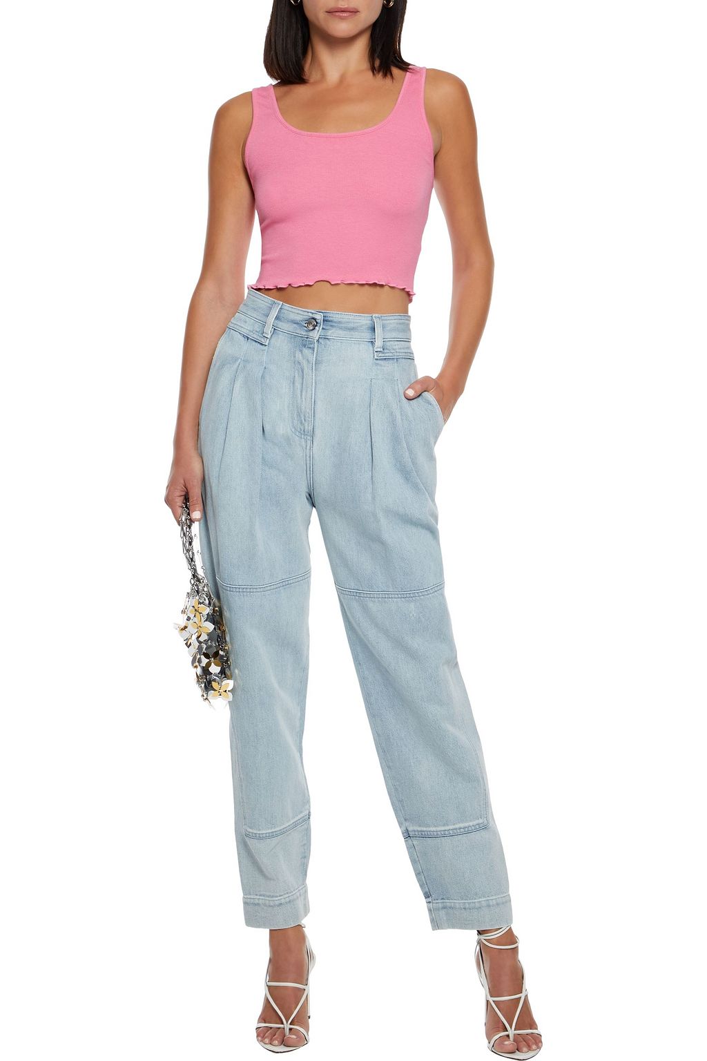 ALICE + OLIVIA Kori cropped ribbed jersey tank