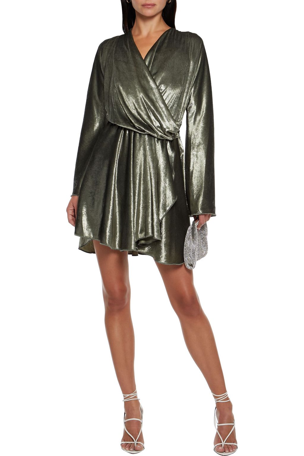 MARIA LUCIA HOHAN Nola asymmetric draped velvet mini wrap dress