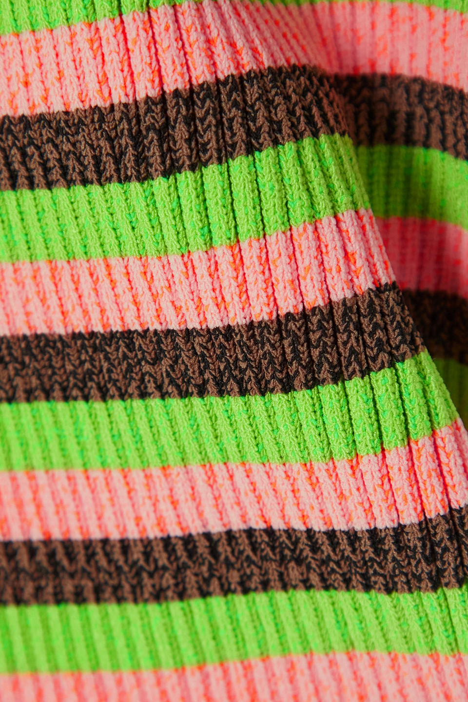 AGR STRIPED RIBBED AND CROCHET-KNIT TANK