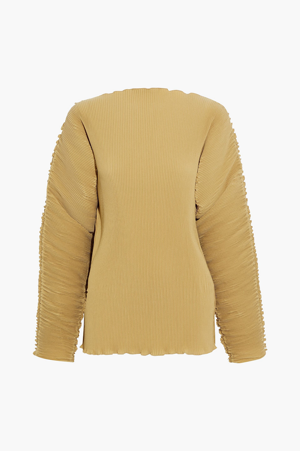 toteme - azores plissé crepe de chine top - yellow - s