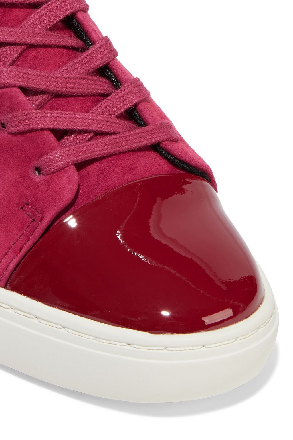PS PAUL SMITH Lee patent leather-trimmed suede sneakers