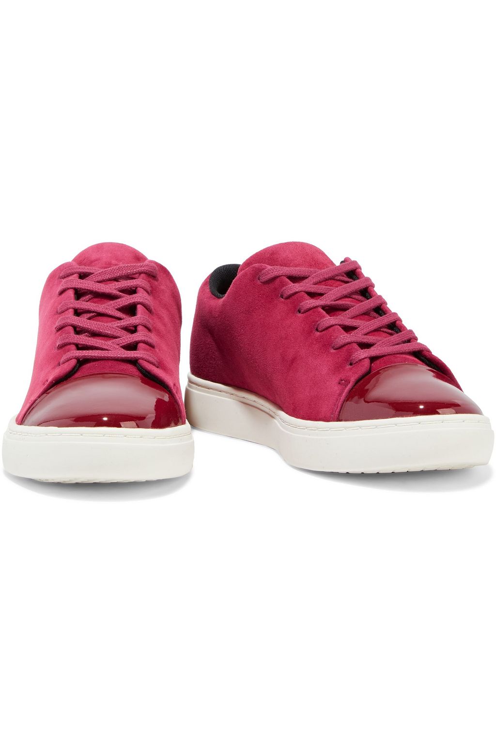 PS PAUL SMITH Lee patent leather-trimmed suede sneakers