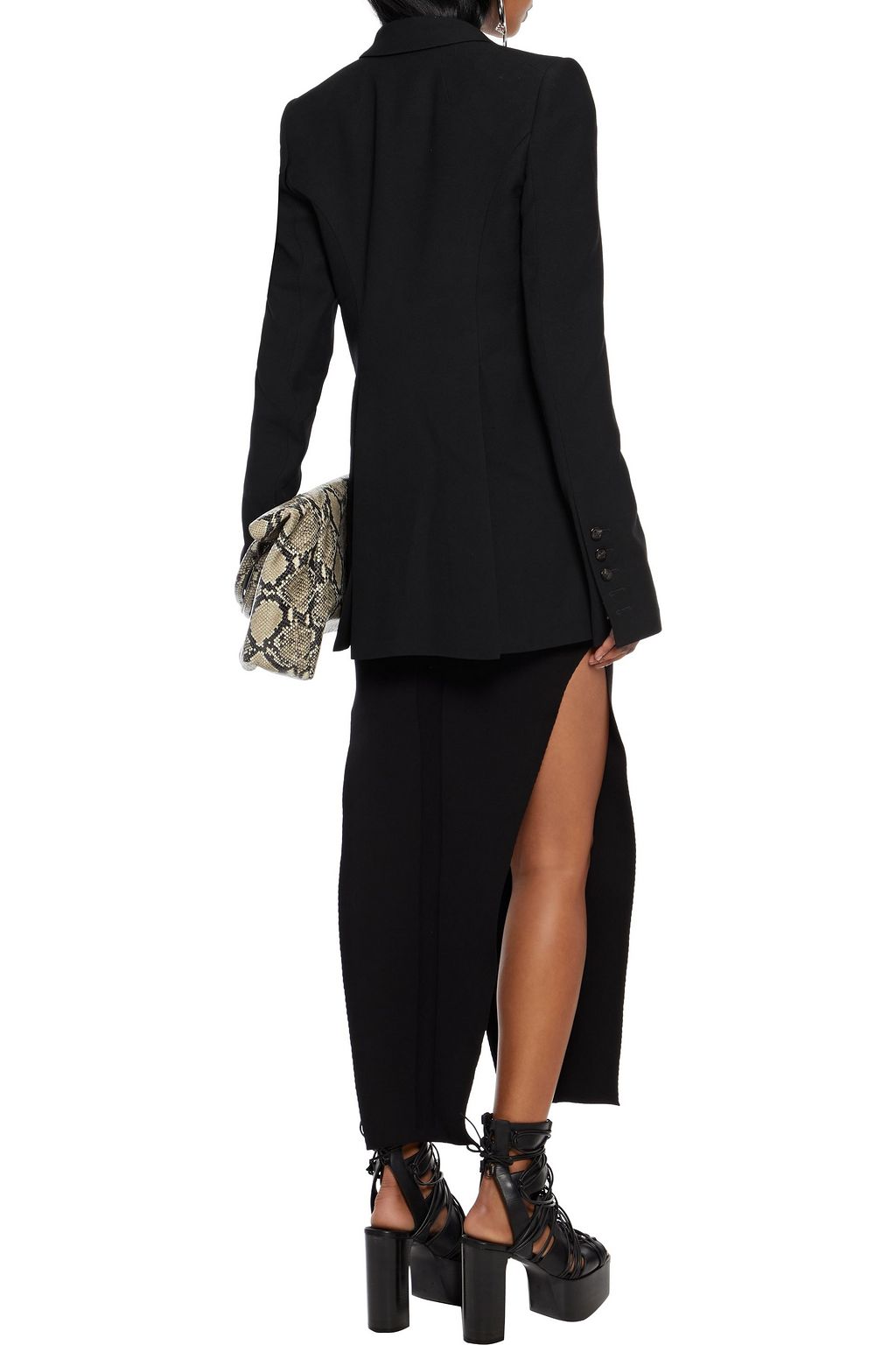 RICK OWENS 60CM satin-trimmed wool-blend crepe blazer