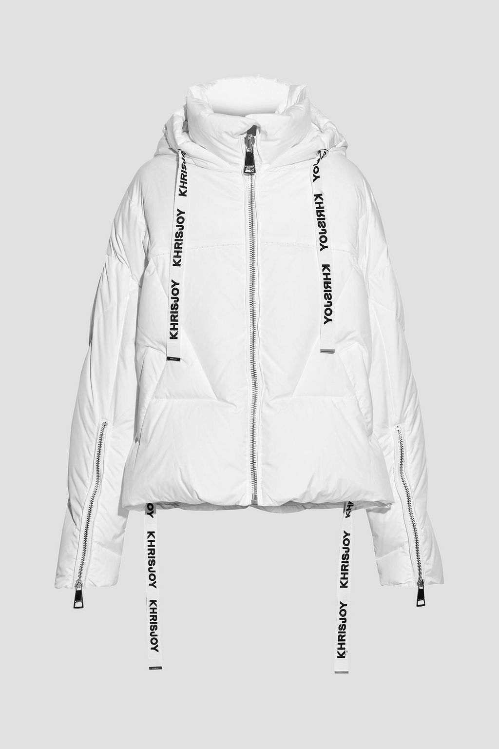 White Quilted shell hooded down jacket 